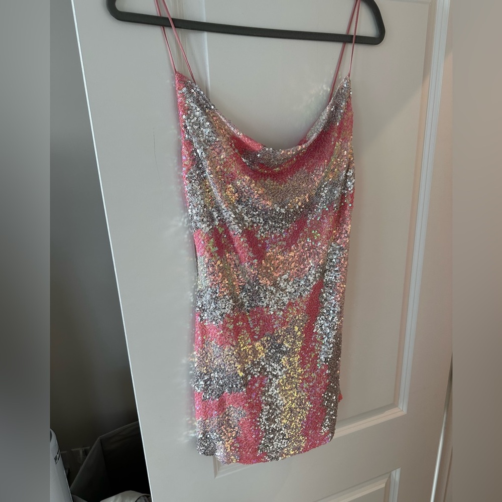 NWT Sequin Cowl Neck Mini Dresss - Picture 16 of 17